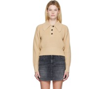 Beige Point-Collar Polo
