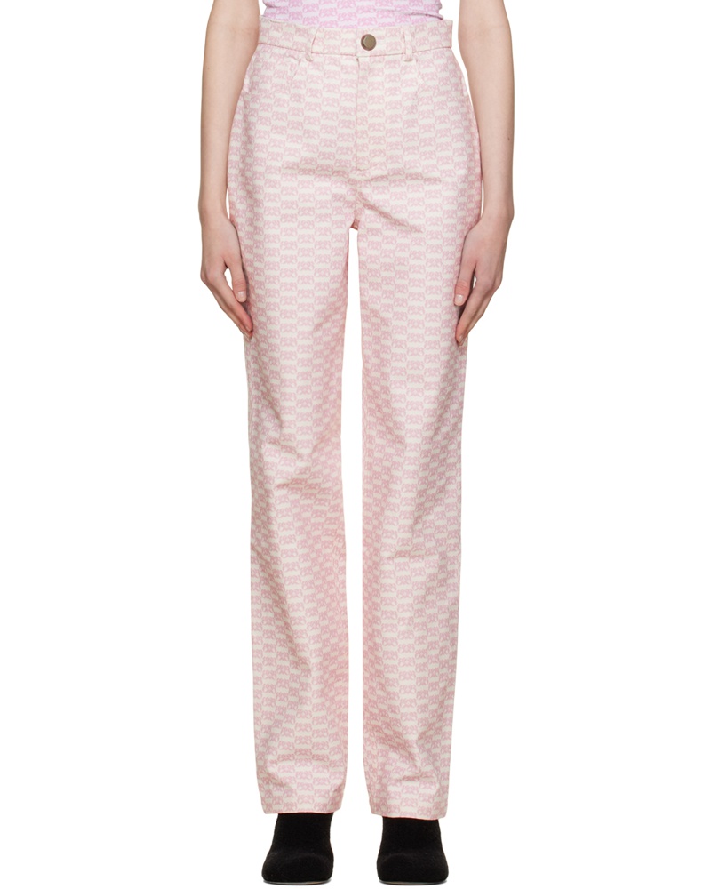 BONBOM Damen Off-White & Pink Noh Jeans