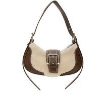 Brown & White Shearling Brocle Bag