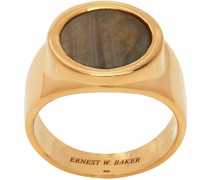 Gold Picture Jasper Stone Ring