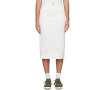 White H-Line Denim Midi Skirt