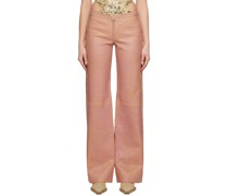 SSENSE Exclusive Pink Stain Leather Pants