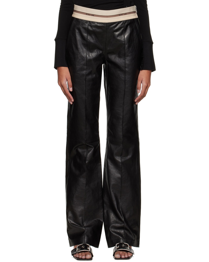 Helmut Lang Damen Black Pull-On Leather Pants