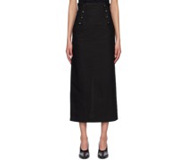 Black Buttoned Midi Skirt