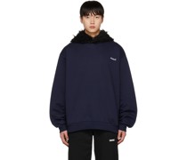 Navy Faux-Fur Hoodie