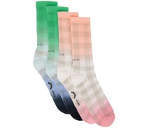 Two-Pack Green & Pink Gradient Check Socks