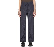 Navy Crinkled Trousers