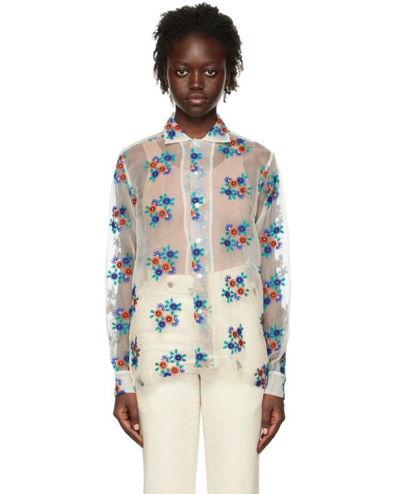 BODE Damen White Daisy Shirt