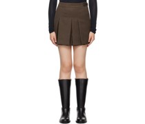 Brown Pleated Miniskirt