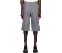 Gray Pleated Shorts
