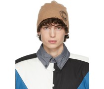 Beige Cashmere Logo Beanie