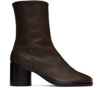 Brown Mid Heel Tabi Ankle Boots