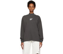 Gray High Neck Long Sleeve T-Shirt