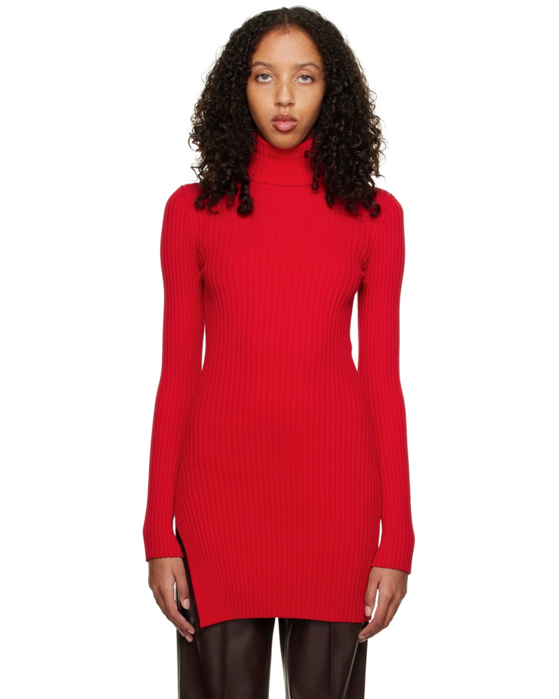 Olēnich Damen Red Slit Turtleneck