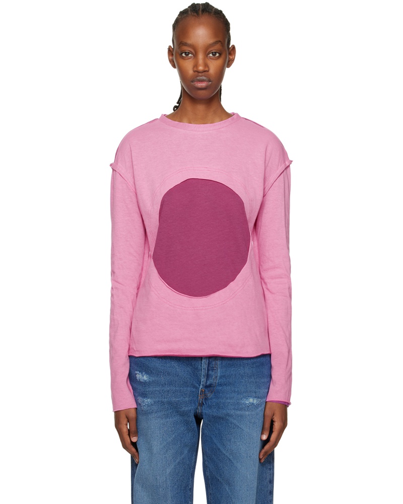 Edward Cuming Damen Pink Circle Long Sleeve T-Shirt