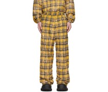 Yellow Crinkled Check Trousers
