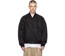 Black Rib Trim Bomber Jacket