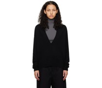 Black Deep V-Neck Sweater