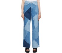 Blue 'Le High 'N Tight' Patchwork Jeans