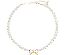 White #9701 Ribbon Pearl Necklace