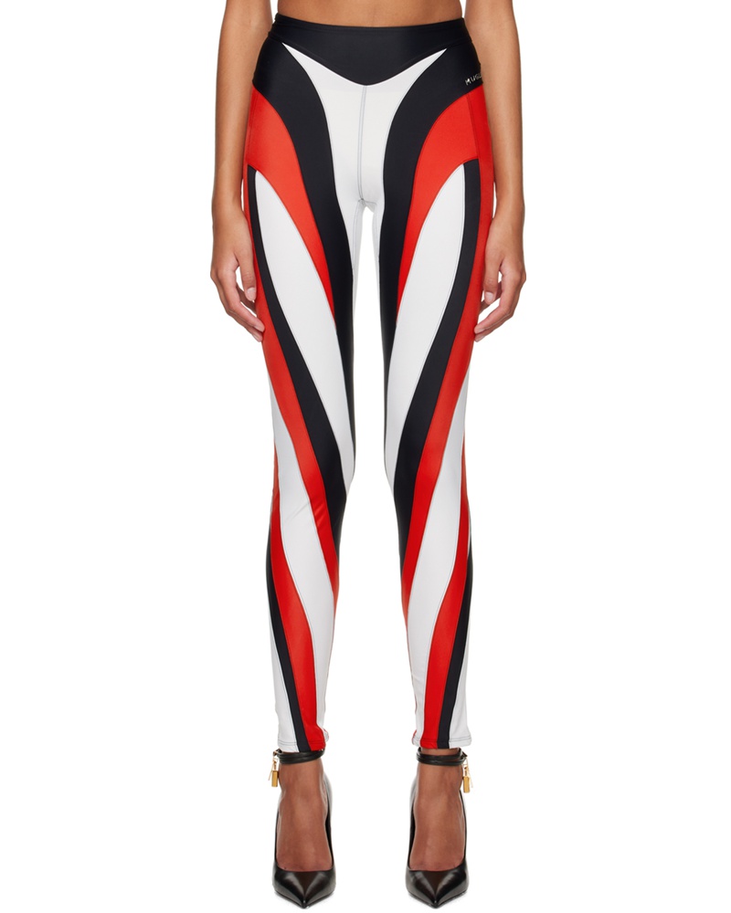 Thierry Mugler Damen Red & White Spiral Leggings