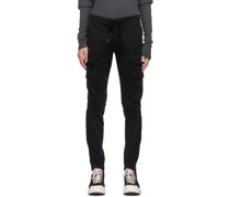 Black Press-Stud Cargo Pants