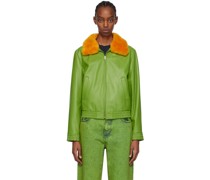 Green Zip Shearling Jacket