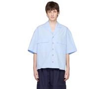 Blue Oversized Bowling Shirt