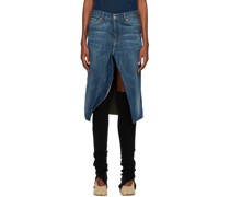 Blue & Khaki Splitsackskirt Midi Skirt