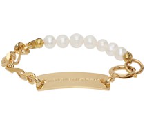 Gold Thin Figaro Chain Pearl Bracelet
