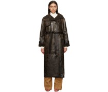 Brown Alexa Leather Trench Coat
