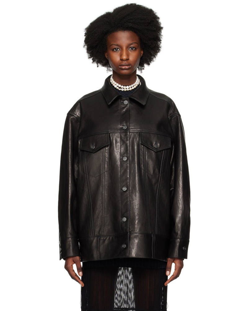KHAITE Damen Black 'The Grizzo' Leather Jacket