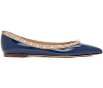 Navy Patent Rockstud Ballet Flats