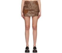 Brown Eyelet Faux-Leather Miniskirt