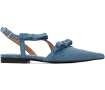 Blue Multi Bow Pointy Cut-Out Ballerina Flats