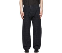 Black Cotton Checked Trousers
