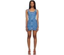 Blue Zip Denim Minidress