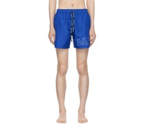 Blue Embossed Swim Shorts