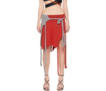 Red & Gray Bouclé Mini Skirt
