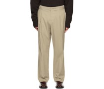 Beige Button Tab Trousers