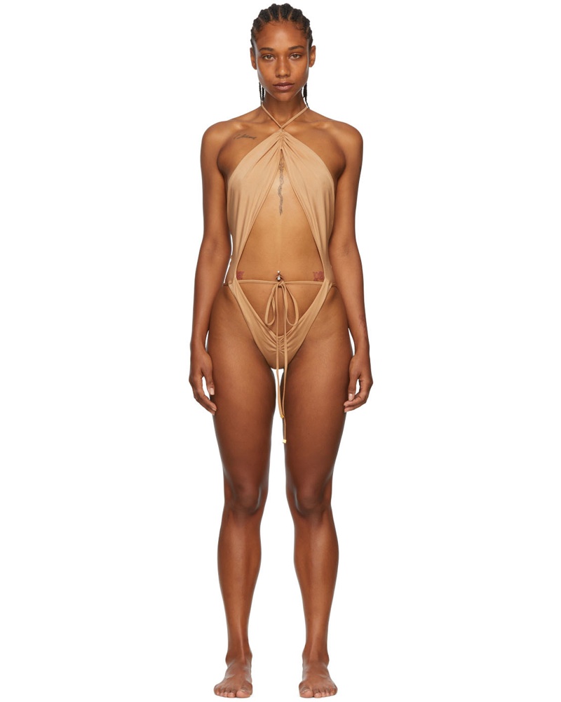 Blumarine Damen SSENSE Exclusive Tan Trikini One-Piece Swimsuit