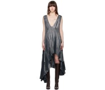 Gray Plunging V-Neck Midi Dress