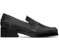 Black Stitched Loafers