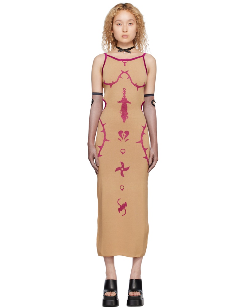 Nodress Damen Beige Hidden Weapon Midi Dress
