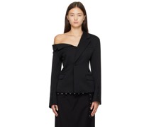Black Asymmetric Collar Blazer