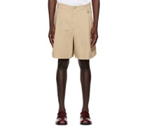Beige Pleated Shorts
