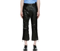 Black Paneled Eel Leather Pants