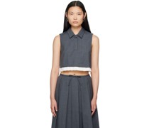 Gray Pleated Tank Top