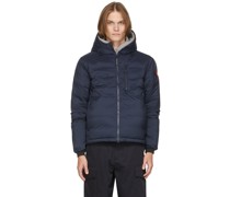 Navy Down Packable Hooded Lodge Jacket