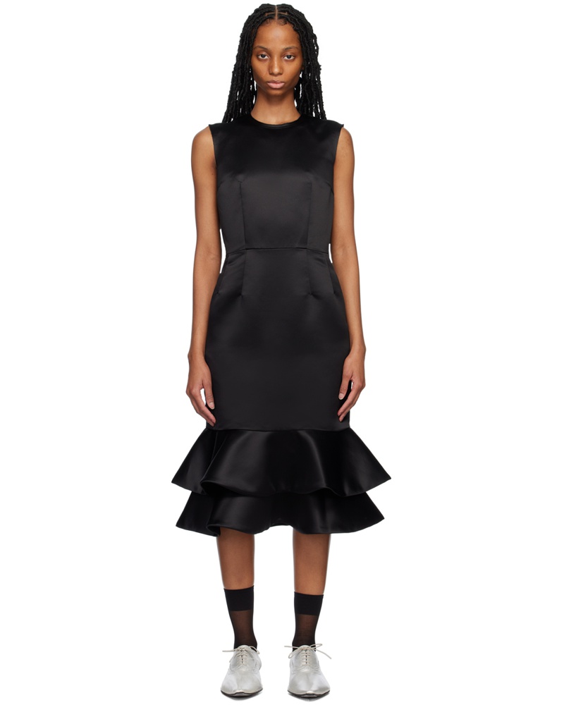 Comme des Garçons Damen Black Peplum Midi Dress Comme des Garçons Damen Black Peplum Midi Dress